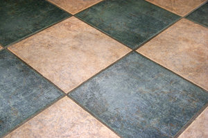 alternating color tile floor